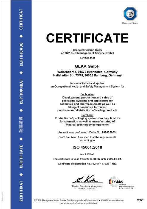 ISO 45001:2018 - GEKA